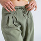 Light Green Relaxed Pants With Drawstring Closing And Side Pockets