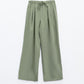 Light Green Relaxed Pants With Drawstring Closing And Side Pockets