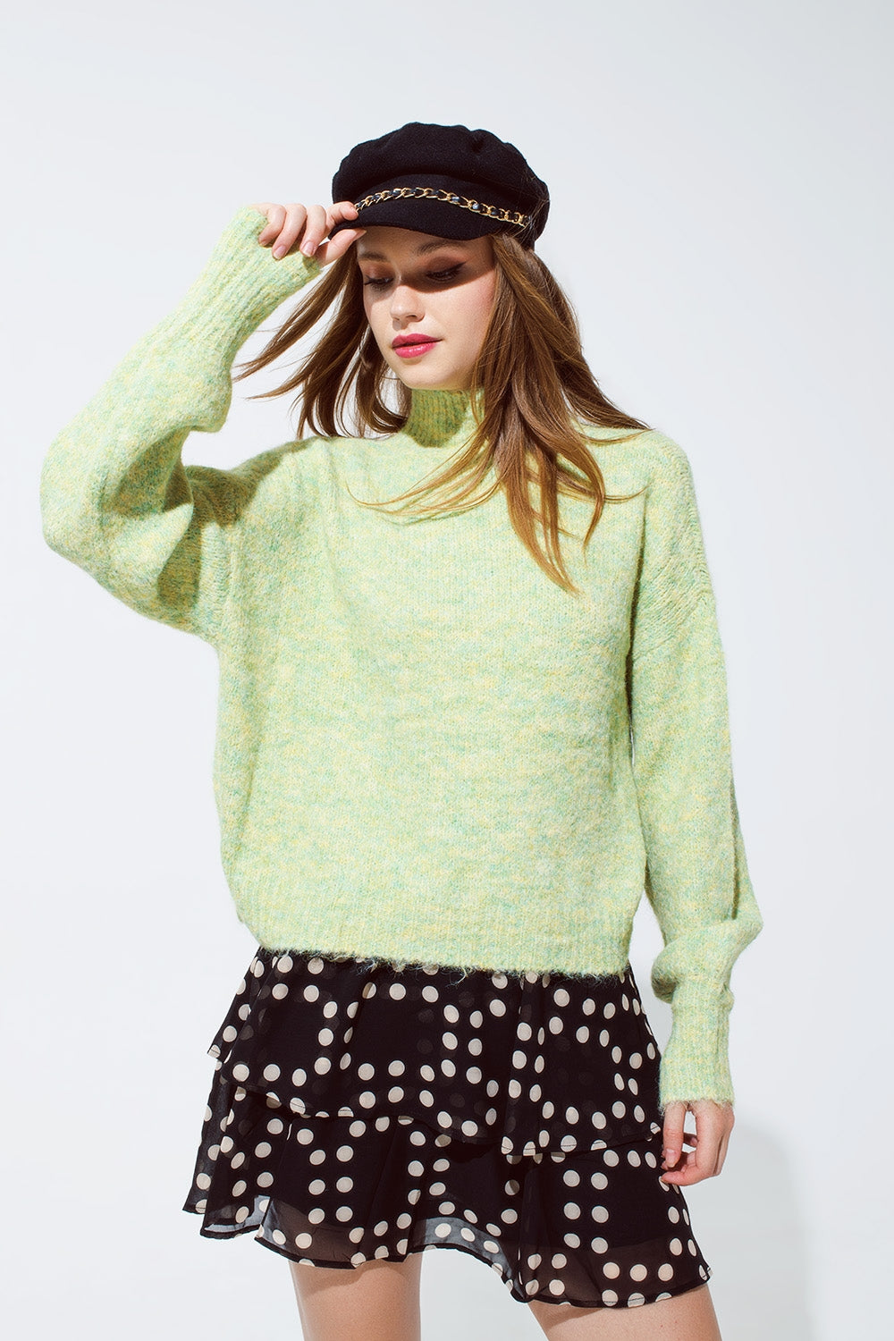 Q2 light Green Soft Knit sweater