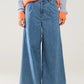 Q2 light wash extra wide leg jeans with pleats