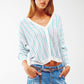 Q2 Lightweight knit cardi in blue stripe