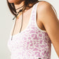 Lightweight knit top in lilac animal print