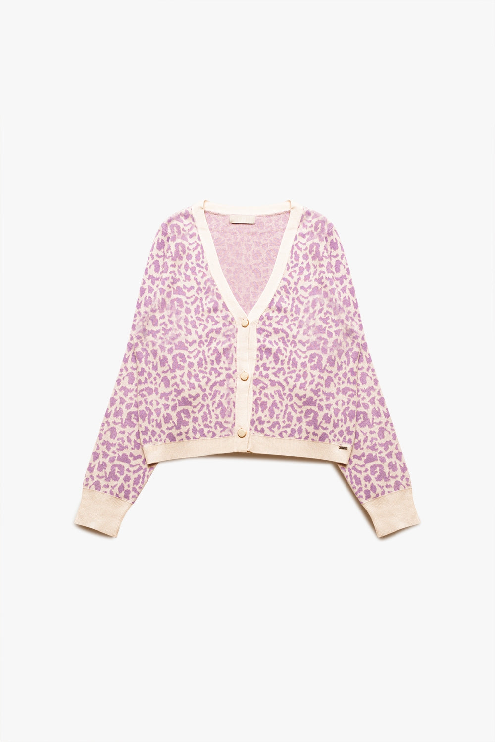 Lightweight knitted cardigan in lilac animal print