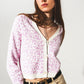 Lightweight knitted cardigan in lilac animal print