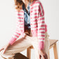 Q2 Lightweight stripe cardigan in pink