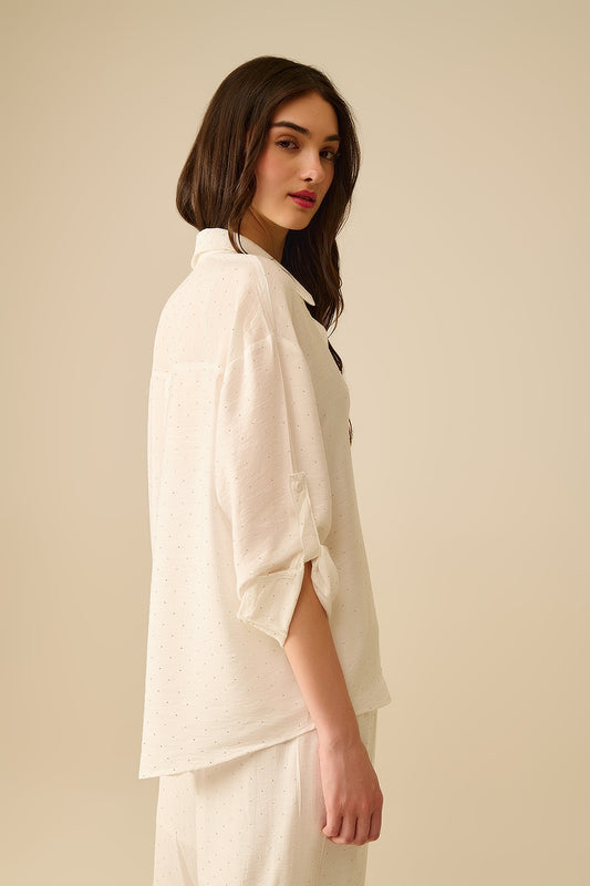 lightweight white shirt with rhinestone details