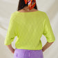 Lime Colored Short Sleeve Sweater With Argyle Pattern