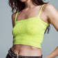 Q2 Lime green crop top with spaghetti straps