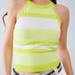 Lime Green Halter Tank top With Stripe Design In Different Knits