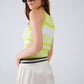 Lime Green Halter Tank top With Stripe Design In Different Knits