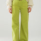 Q2 Lime Green Straight Leg Jeans With Front Pockets