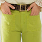 Lime Green Straight Leg Jeans With Front Pockets