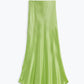 Lime Maxi Silk Skirt With Side Slit