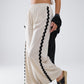 Q2 Linen Contrast Scallop Trim Pants in Beige