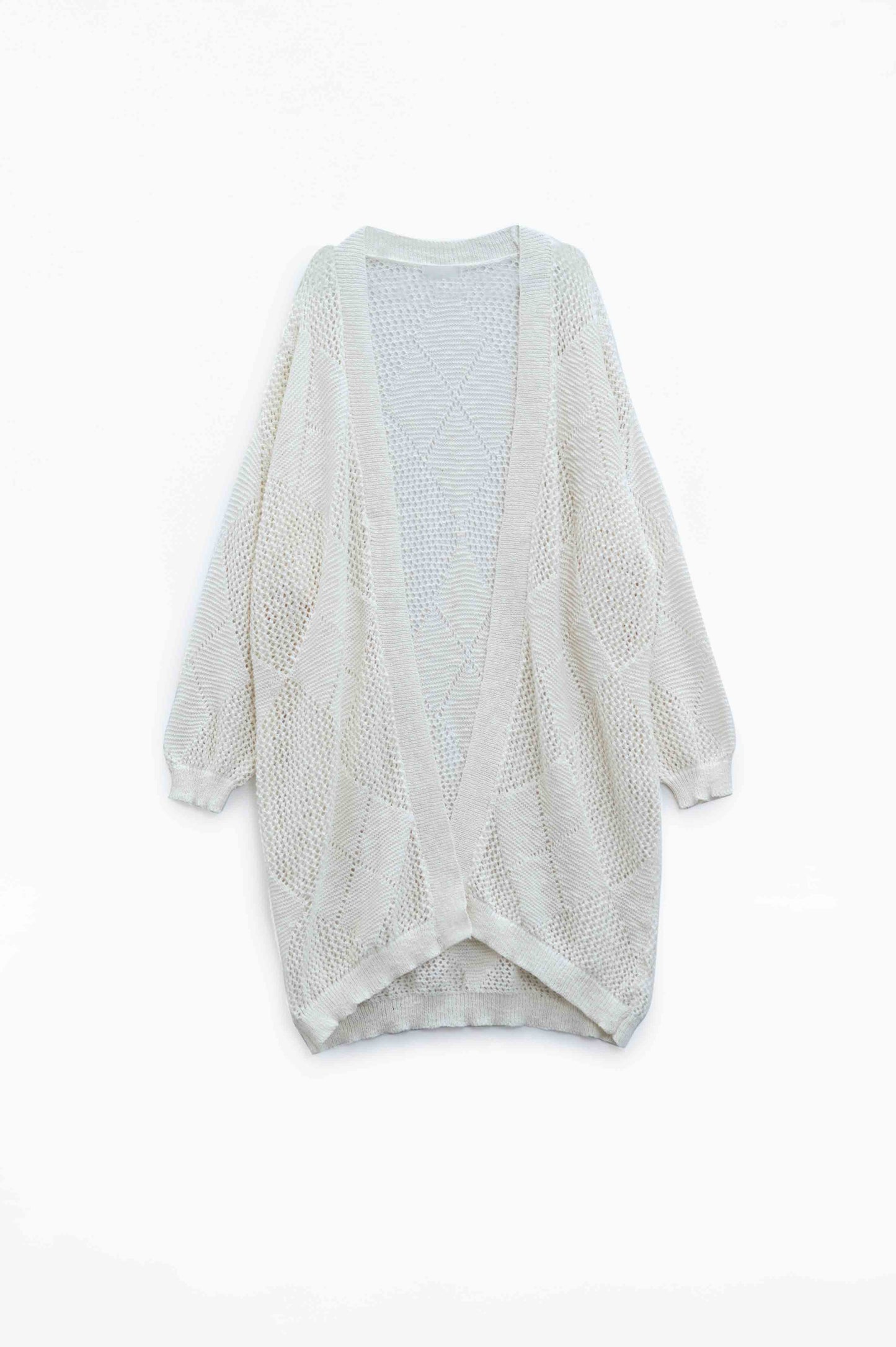 Q2 Long Cream Knit Cardigan