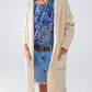 Long Ribbed Cardigan With Pockes and Hood in Cream