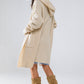 Long Ribbed Cardigan With Pockes and Hood in Cream