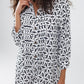 Long sleeve polo collar dress with abstract print