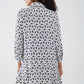 Long sleeve polo collar dress with abstract print