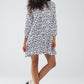 Long sleeve polo collar dress with abstract print