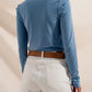 Long sleeve top with shoulder detail in blue