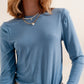 Long sleeve top with shoulder detail in blue