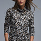 Q2 Long Sleeve Turtleneck Top in Brown Leopard Print
