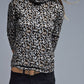Long Sleeve Turtleneck Top in Brown Leopard Print