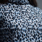 Long Sleeve Turtleneck Top in Grey Leopard Print
