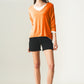 Long sleeve v neck top in modal in Orange