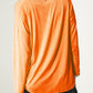 Long sleeve v neck top in modal in Orange