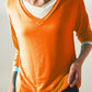 Long sleeve v neck top in modal in Orange