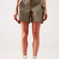 Q2 Longline wide leg bermuda shorts in khaki