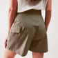 Longline wide leg bermuda shorts in khaki