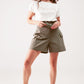 Longline wide leg bermuda shorts in khaki