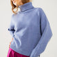 Loose blue sweater with dropped sleeves