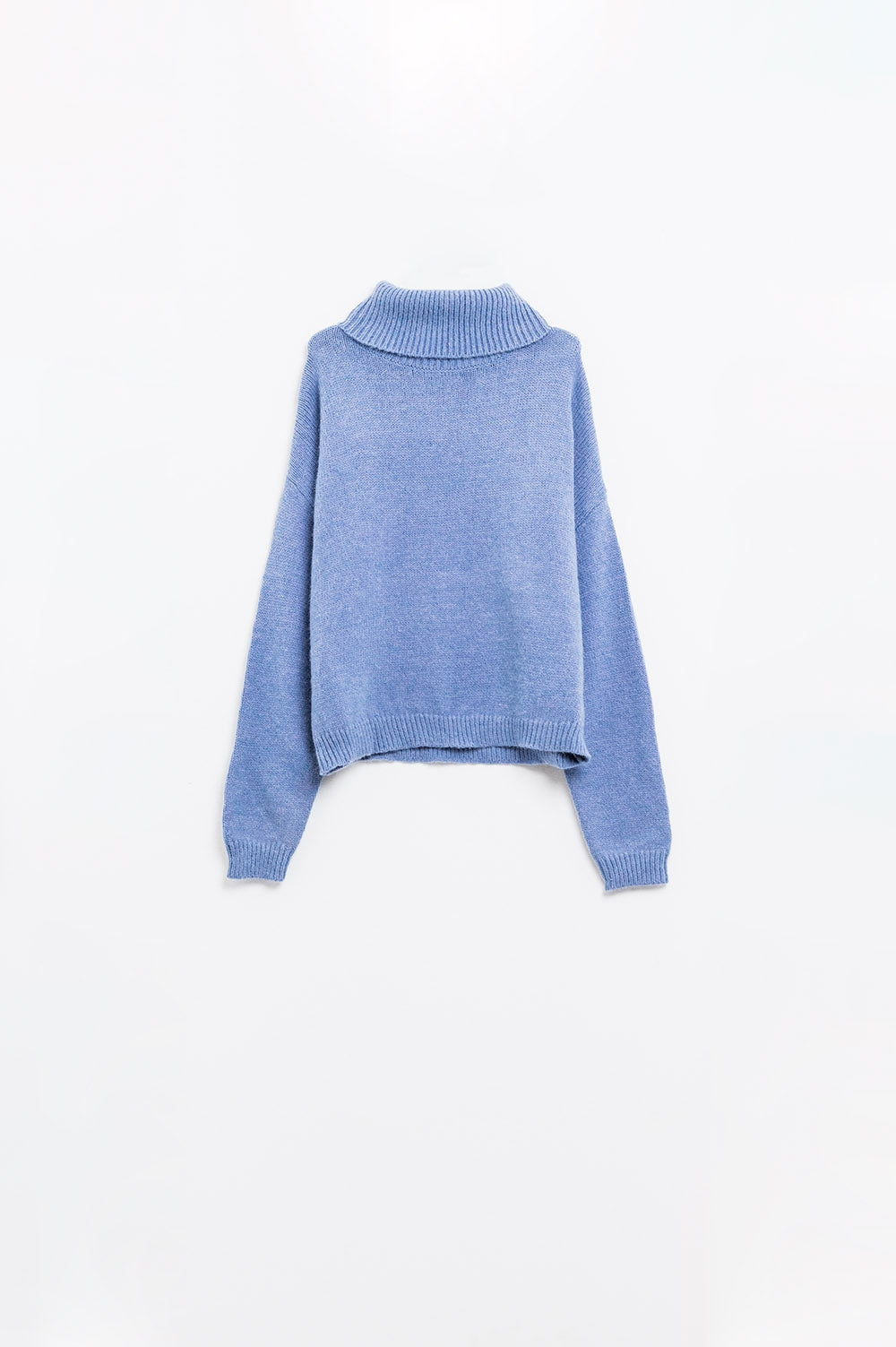 Loose blue sweater with dropped sleeves