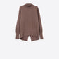 Q2 Loose brown sweater with open back detail