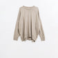 Q2 Loose fine-knit sweater in beige with a round neck