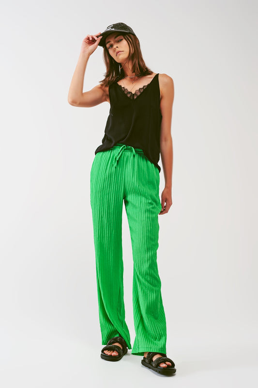 PANTALONES HOLGADOS A RAYAS EN VERDE