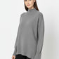Loose gray sweater with open back detail