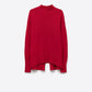 Q2 Loose red sweater with open back detail