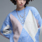 Q2 loose sweater in sky blue with diamond patterns