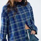 Q2 Lumberjack Oversized Shirt in Blue