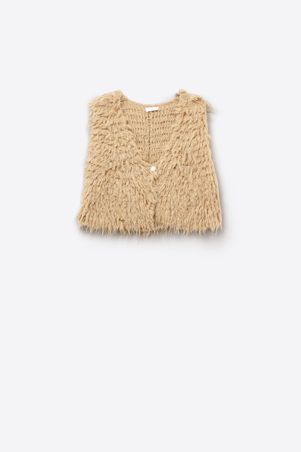 Q2 Luxurious vest with beige long-haired texture