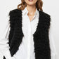 Luxurious vest with black long-haired texture