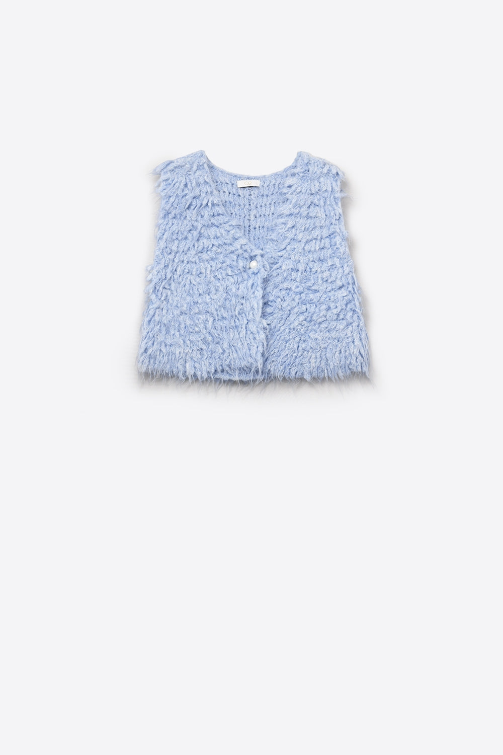 Q2 Luxurious vest with light blue long-haired texture