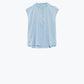 Mao Collar Sleeveless Blue Button up Blouse