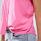 Blusa rosa con botones y sin mangas y cuello mao