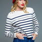 Q2 Marine Style Stripey Sweater With Button Detail At Shoulder